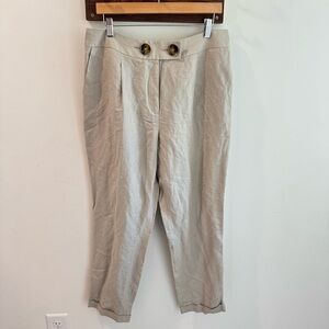 Calvin Klein Linen Blend Double Button Tapered Leg Trousers Size 12